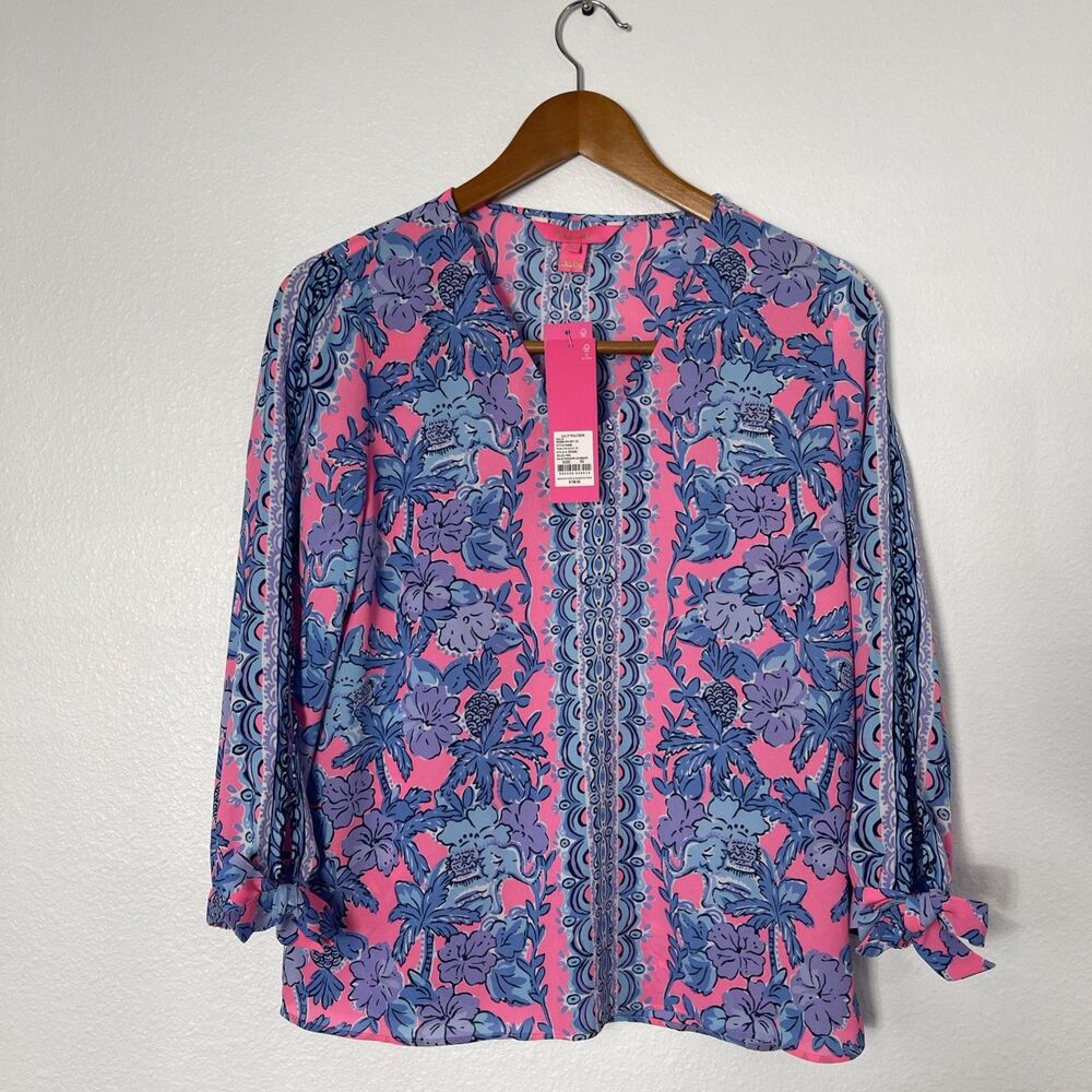 Lilly Pulitzer Pamala Lileeze Top Soleil Pink Palm Paradise - Size XS NWT